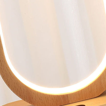 Nordic Ring Wooden LED Sensor Dimming USB Power Table Lamp