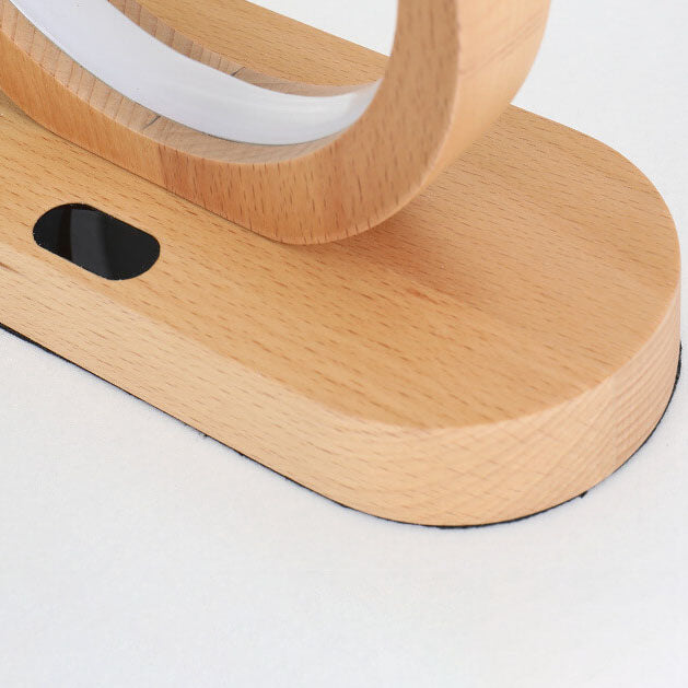 Nordic Ring Wooden LED Sensor Dimming USB Power Table Lamp