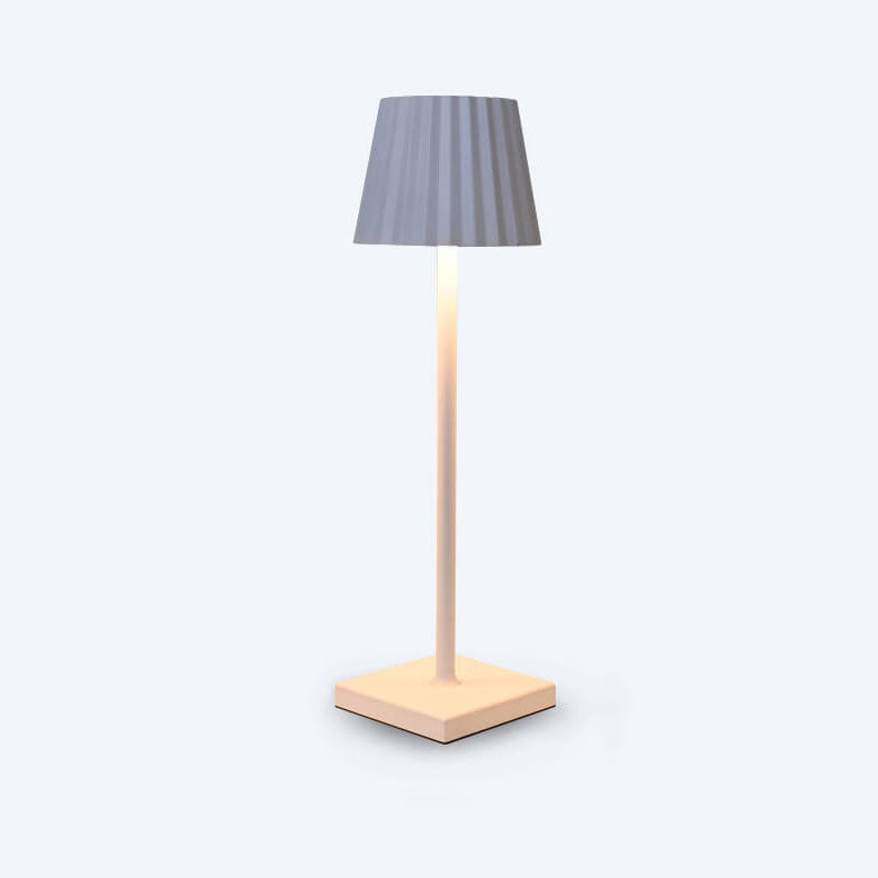 Minimalist Aluminum Pleated Cone LED Touch USB Table Lamp