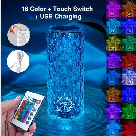 Rechargeable Acrylic Crystal Table Lamp for Bedroom and Bedside