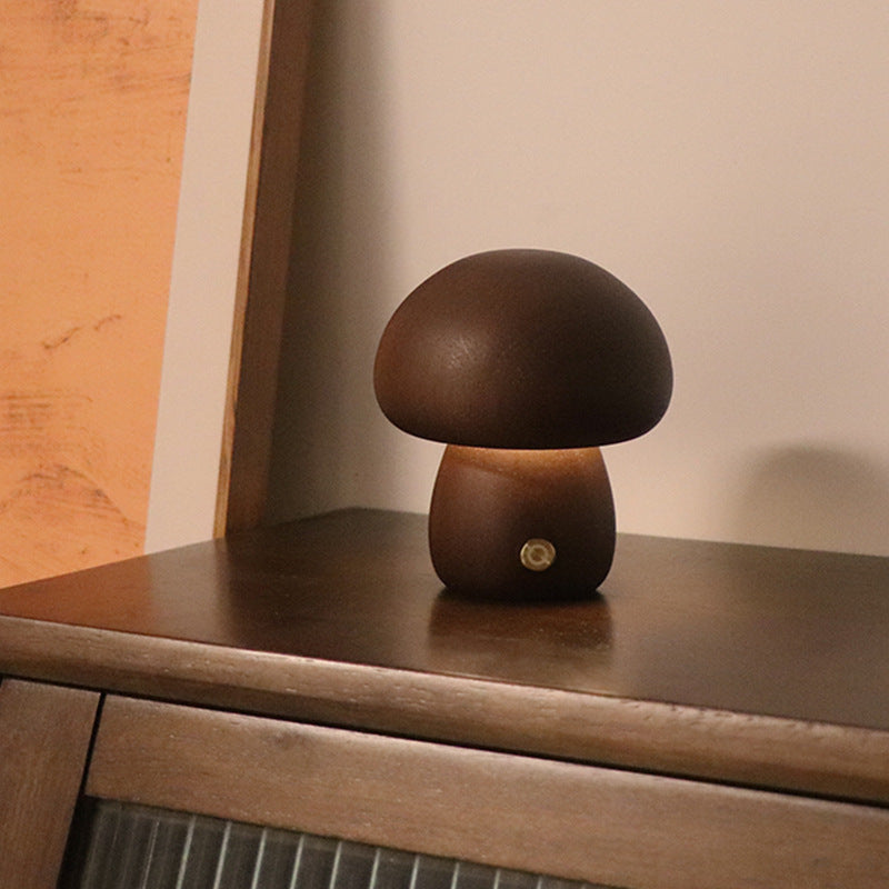 Wooden Cute Mushroom Night Light Table Lamp