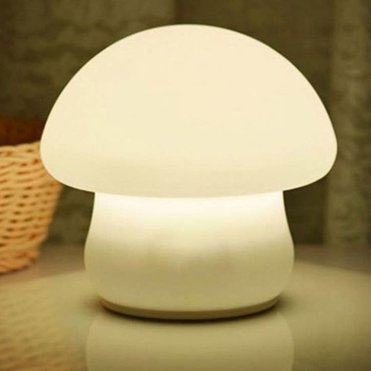 Modern Mushroom Pure White Silicone Pat LED Night Light Table Lamp