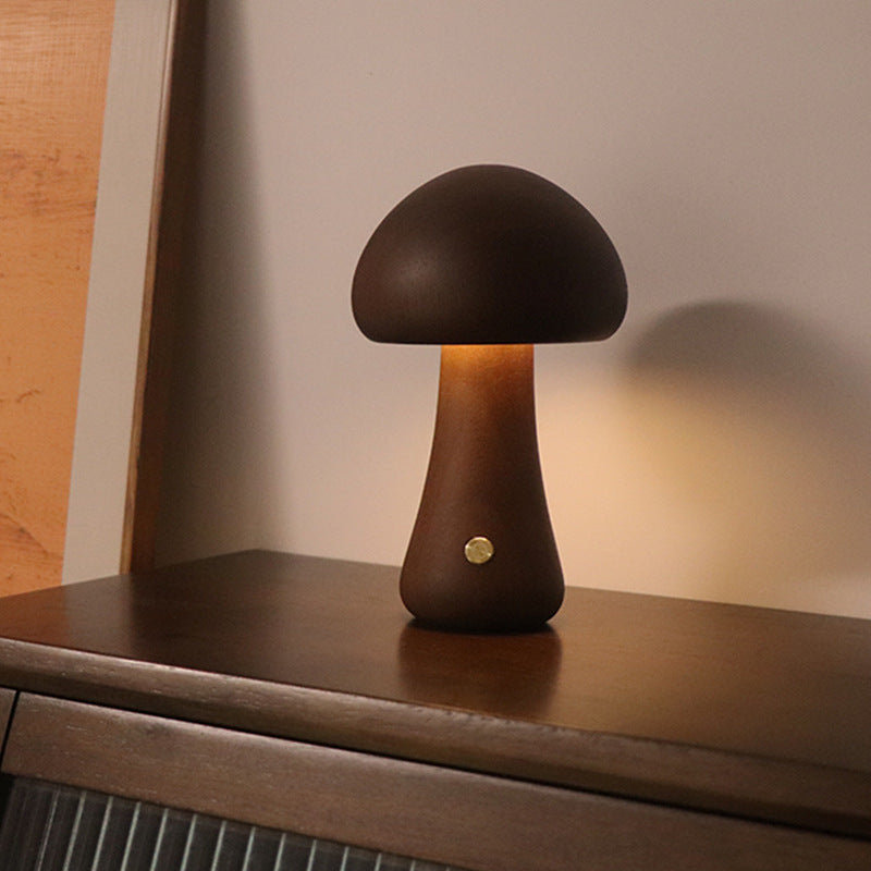 Wooden Cute Mushroom Night Light Table Lamp