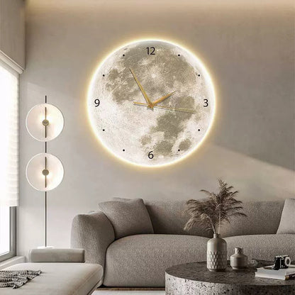 Moon Clock Decorative Painting Silent Wind Wall Lamp