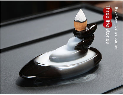 Backflow Incense Holder Black Handmade Ceramics