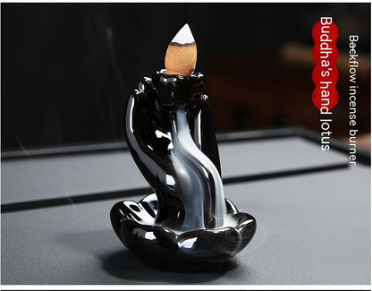 Backflow Incense Holder Black Handmade Ceramics