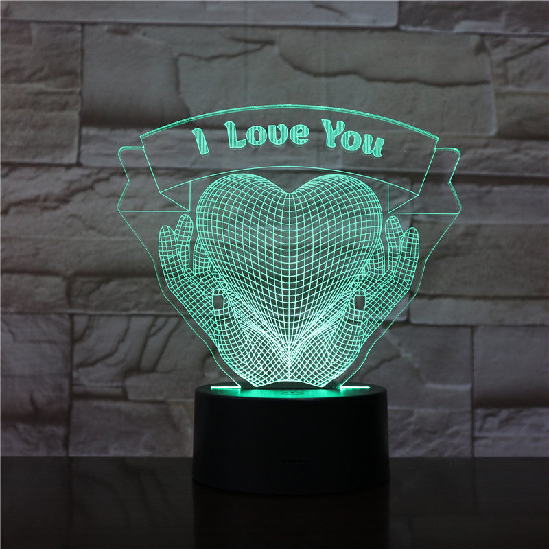 Hands Holding Heart 3D LED Love Night Light Gift