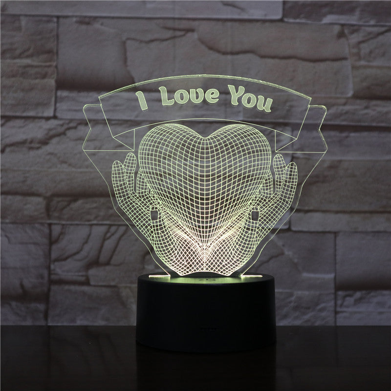 Hands Holding Heart 3D LED Love Night Light Gift