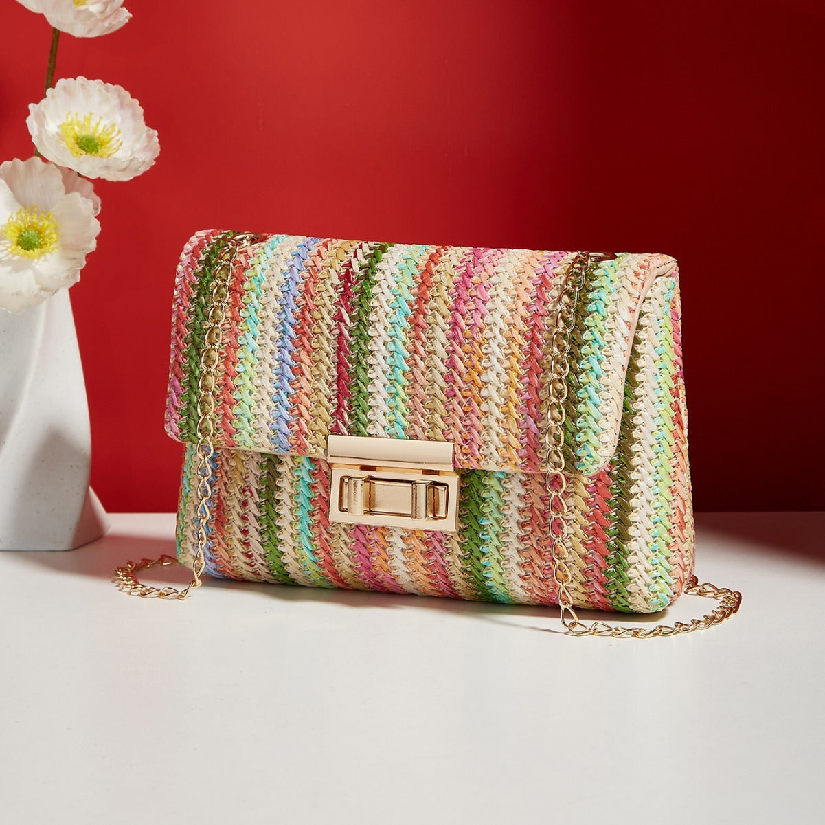 Straw Crossbody Small Square Bag