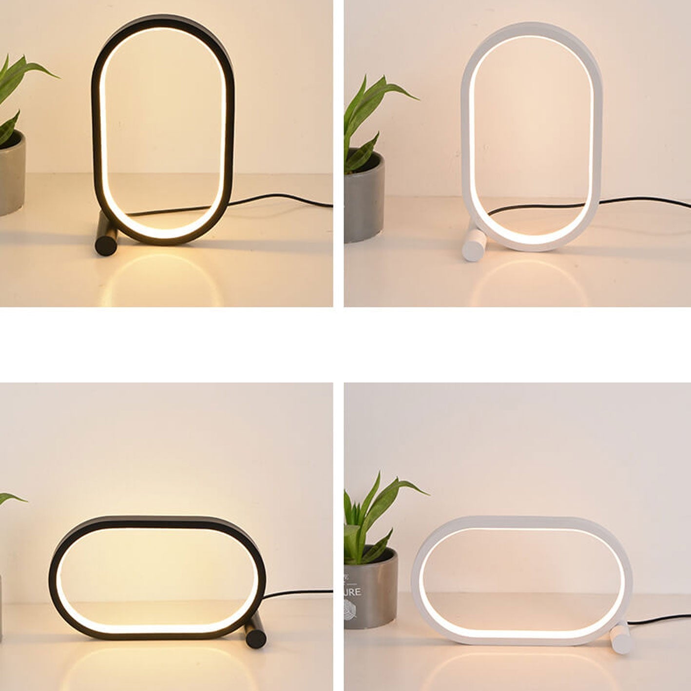 Simple Oval USB LED Night Light Table Lamp