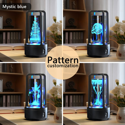 2-in-1 Black Tree Flower Crystal Night Light and Bluetooth Speaker Desk Lamp