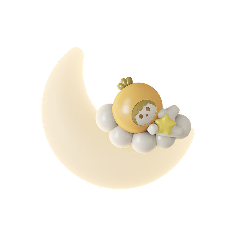 Cream Cartoon Moon LED Wall Lamp for Kids Room (20cm / 7.8")