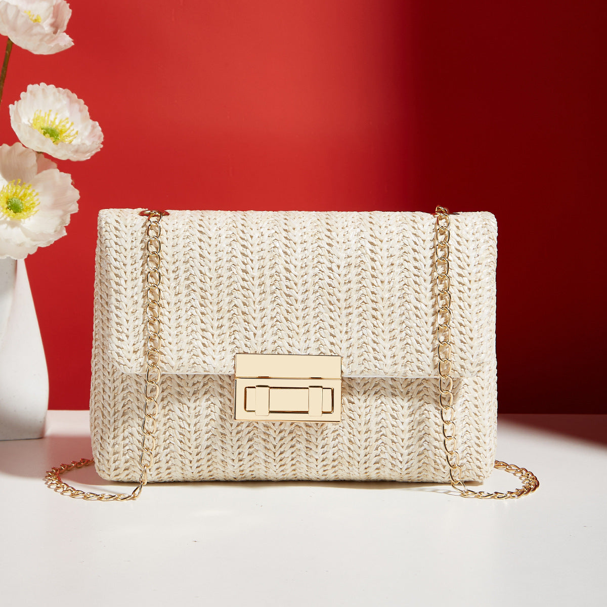 Straw Crossbody Small Square Bag