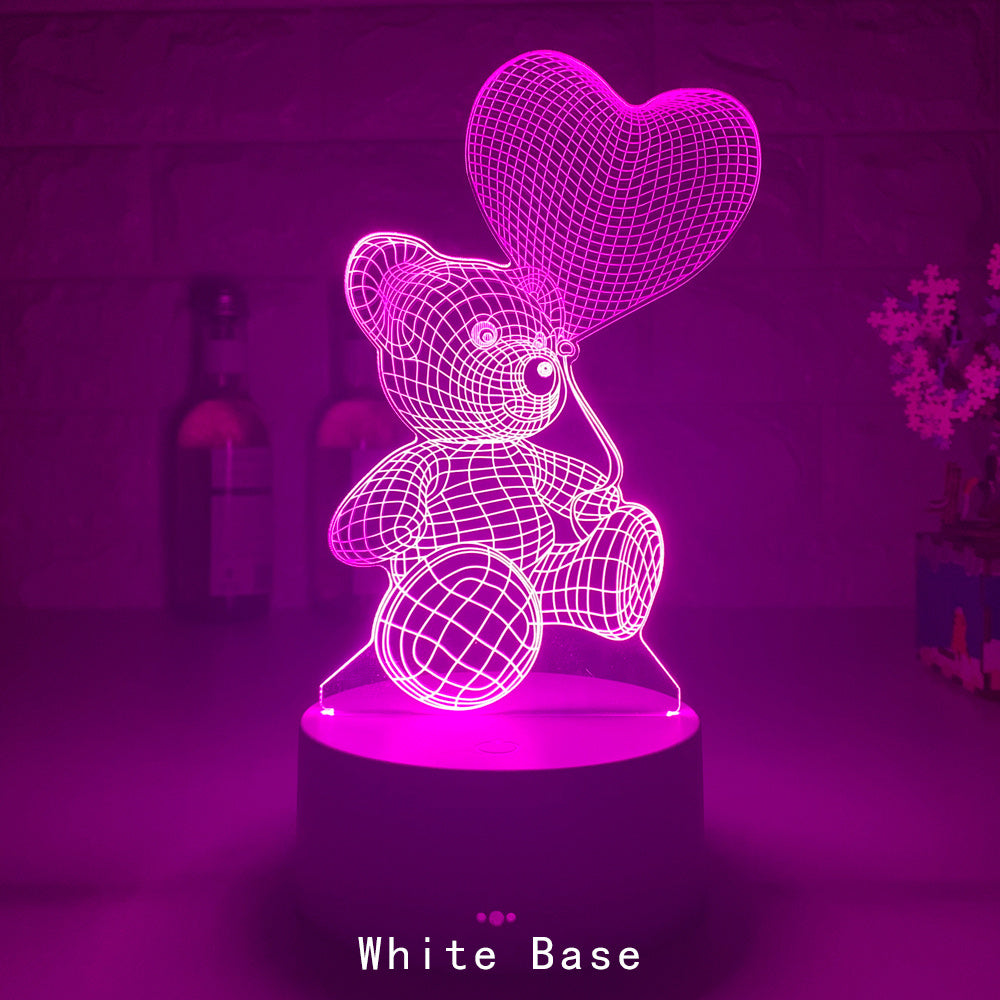 3D Heart Bear USB LED Night Light