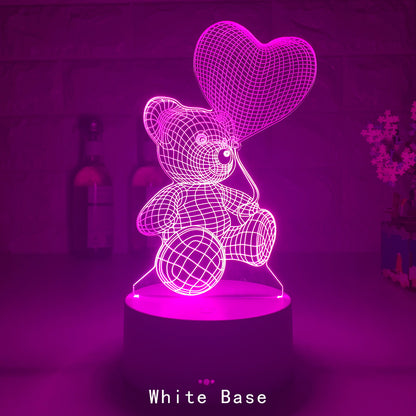 3D Heart Bear USB LED Night Light