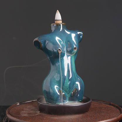 Creative European Female Body Waterfall Ceramic Incense Burner