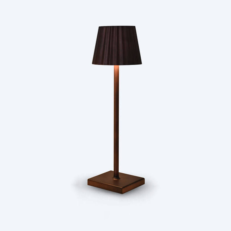 Minimalist Aluminum Pleated Cone LED Touch USB Table Lamp