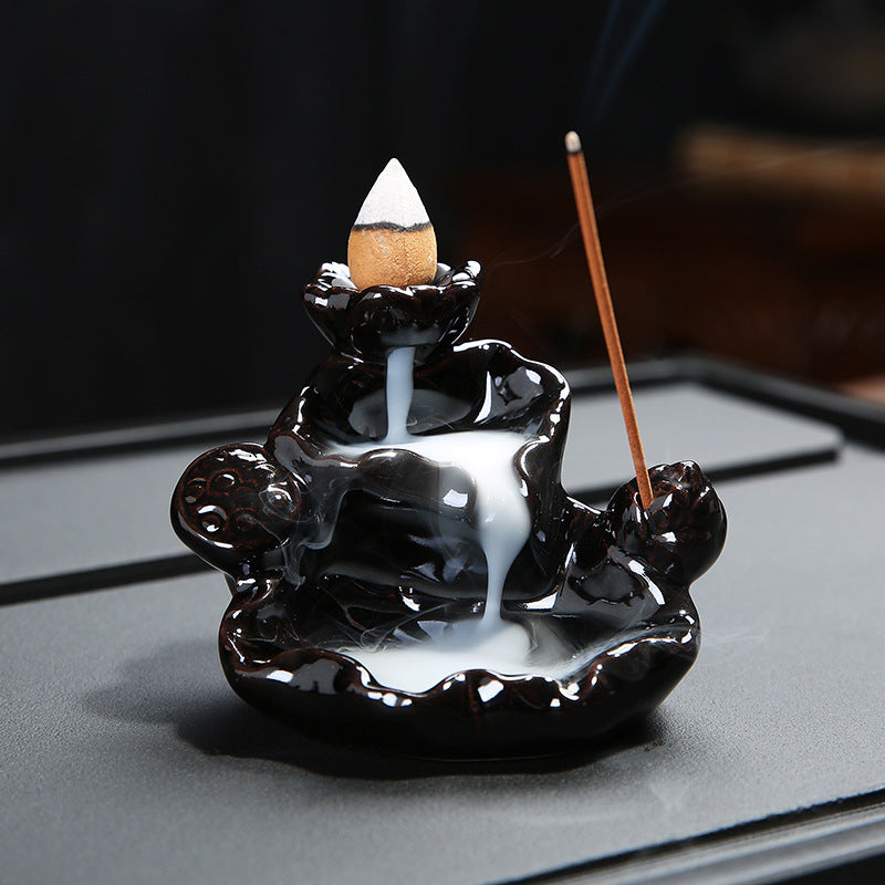 Backflow Incense Holder Black Handmade Ceramics