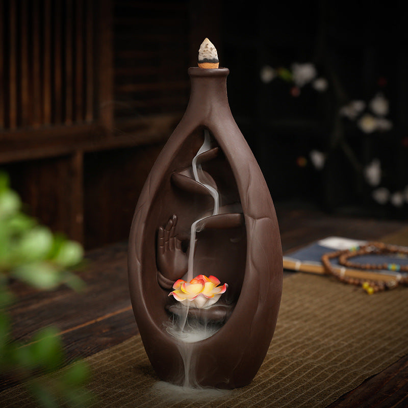 Buddha Hand Censer Backflow Waterfall Incense Burner