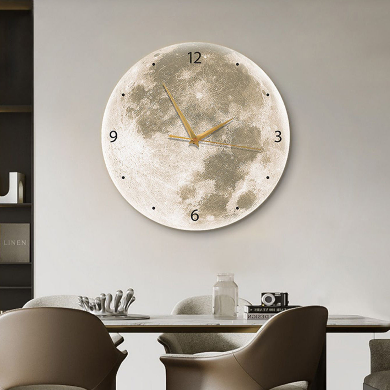 Moon Clock Decorative Painting Silent Wind Wall Lamp