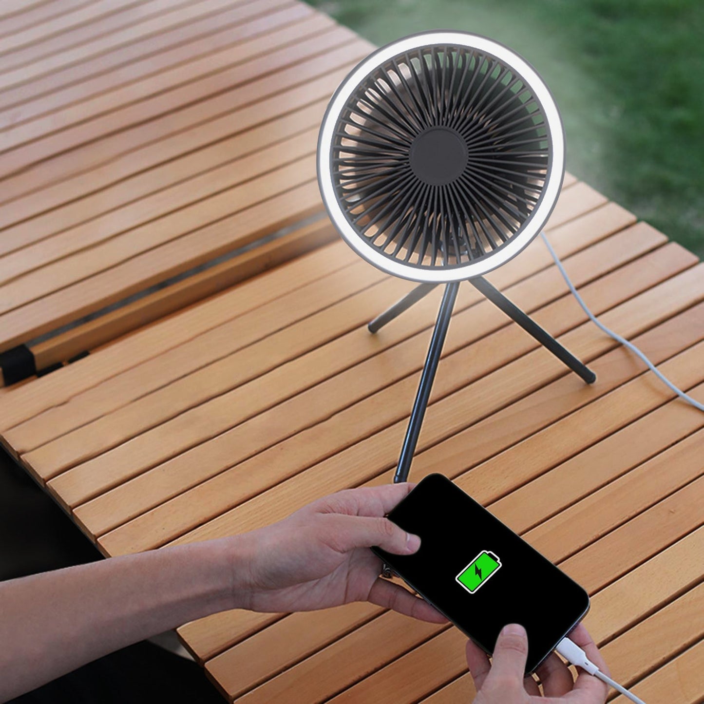 Portable Camping Fan with LED Lantern