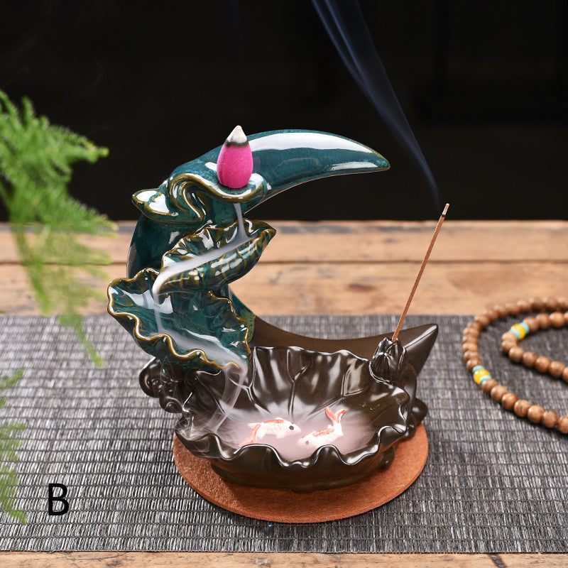 The Moon Backflow Waterfall Incense Burner Holder