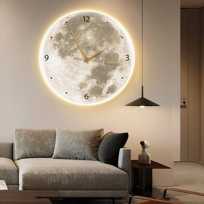 Moon Clock Decorative Painting Silent Wind Wall Lamp