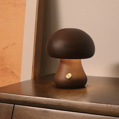 Wooden Cute Mushroom Night Light Table Lamp