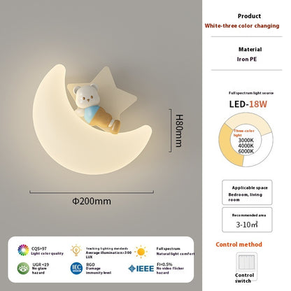 Cream Cartoon Moon LED Wall Lamp for Kids Room (20cm / 7.8")