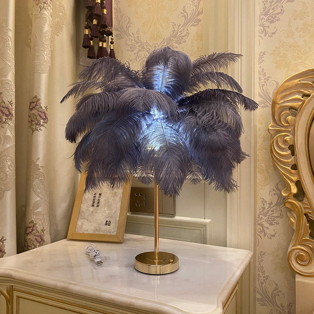 Ostrich Feather Table Lamp