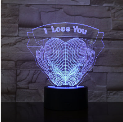 Hands Holding Heart 3D LED Love Night Light Gift