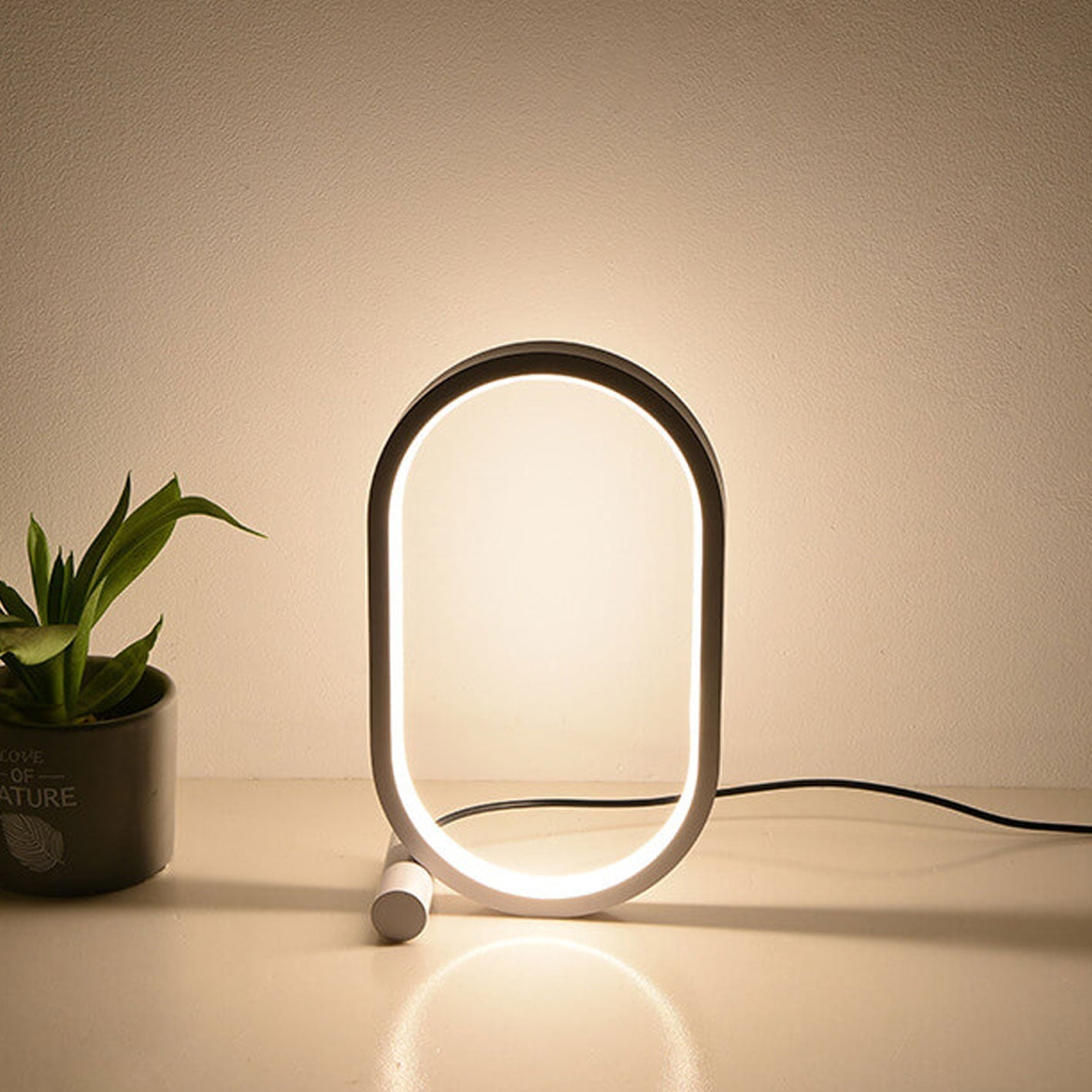 Simple Oval USB LED Night Light Table Lamp