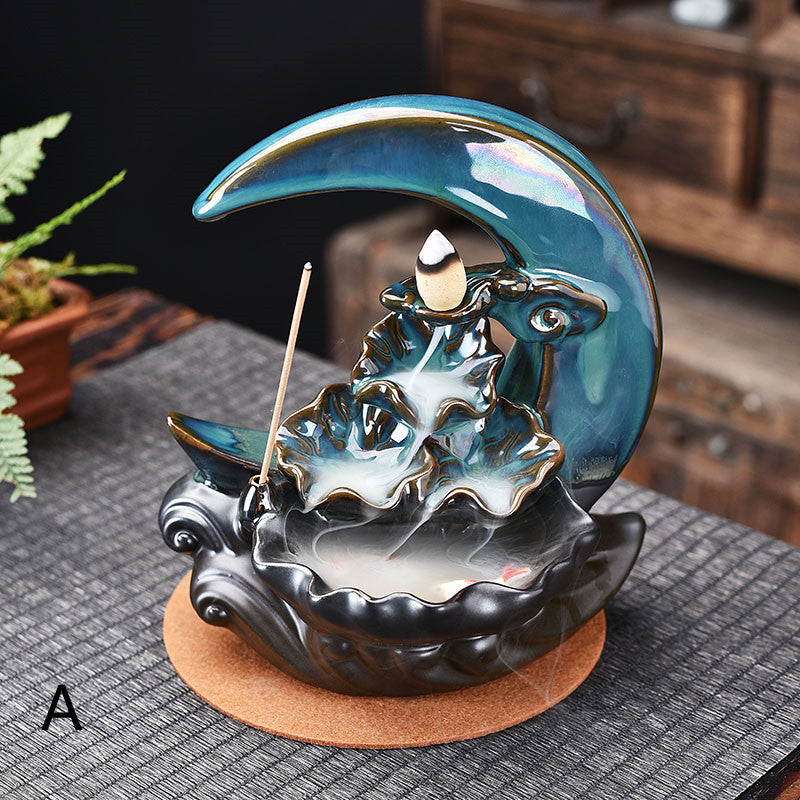 The Moon Backflow Waterfall Incense Burner Holder