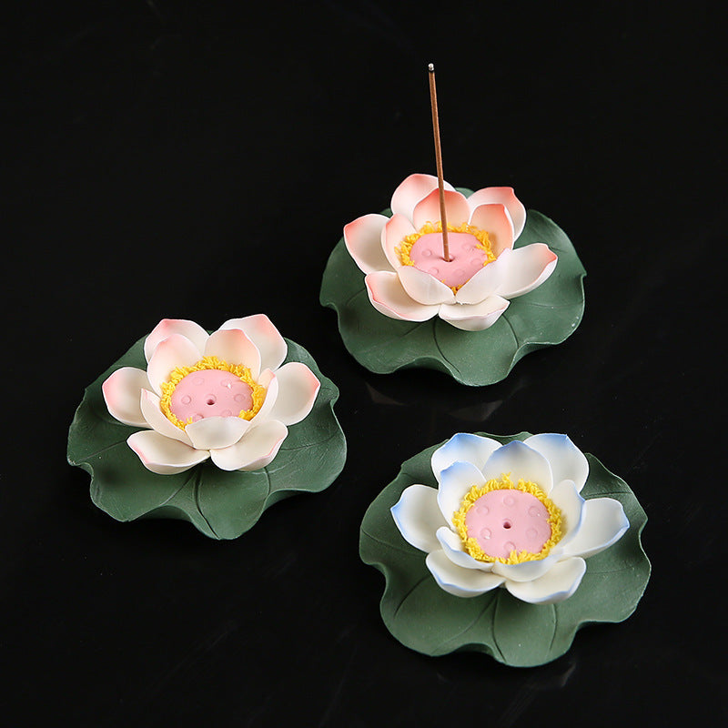 Lotus Flower Incense Holder Ceramic Ornaments Large