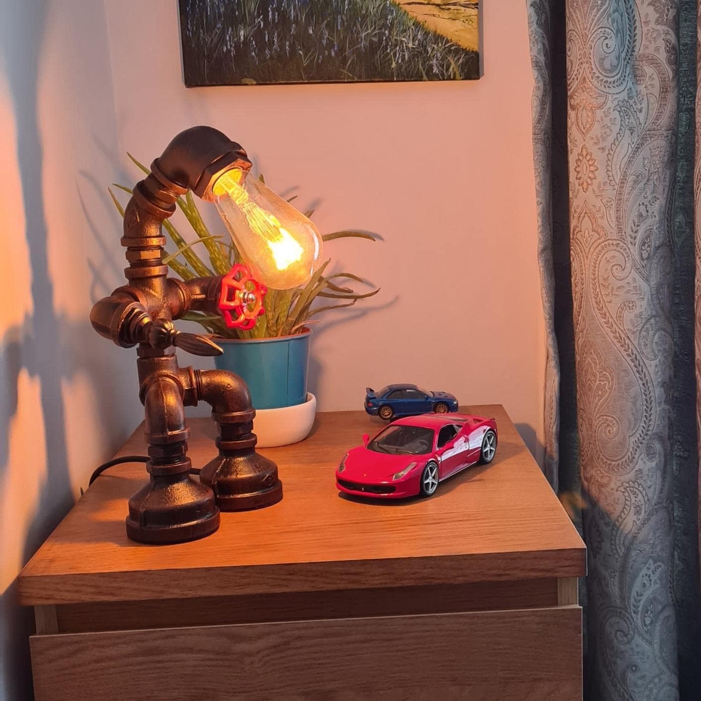 Retro Industrial Water Pipe Robot Table Lamp