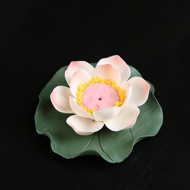 Lotus Flower Incense Holder Ceramic Ornaments Large