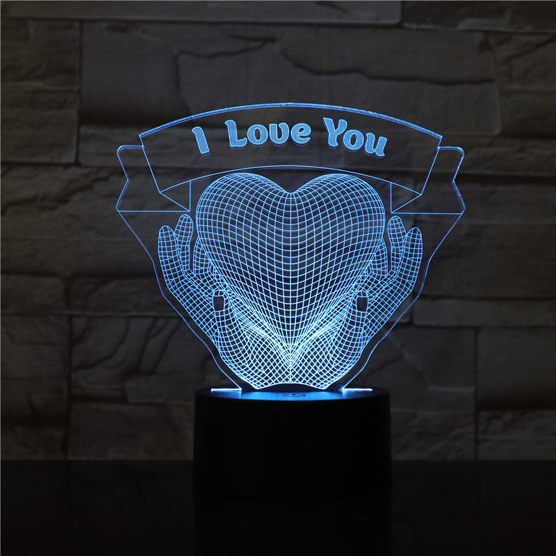 Hands Holding Heart 3D LED Love Night Light Gift