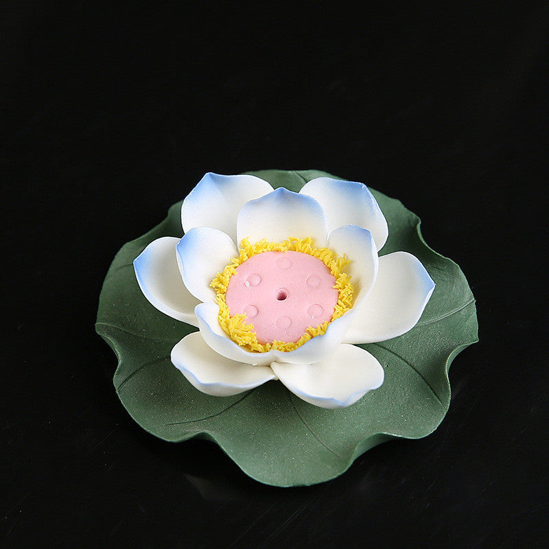 Lotus Flower Incense Holder Ceramic Ornaments Large