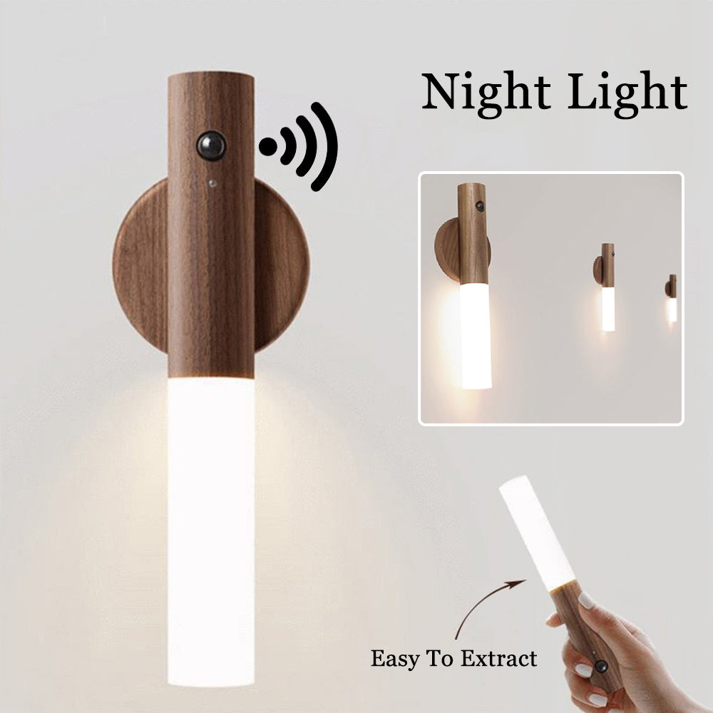 Magnetic Wood Wireless Motion Detection Night Light