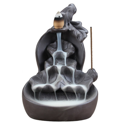 Ceramic Waterfall Backflow Incense Burner + 10 Cones