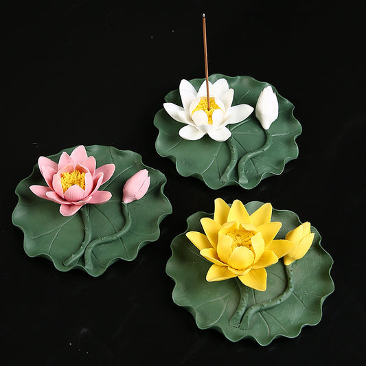 Lotus Flower Incense Holder Ceramic Ornaments Large