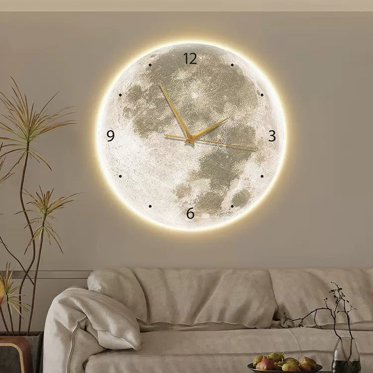 Moon Clock Decorative Painting Silent Wind Wall Lamp