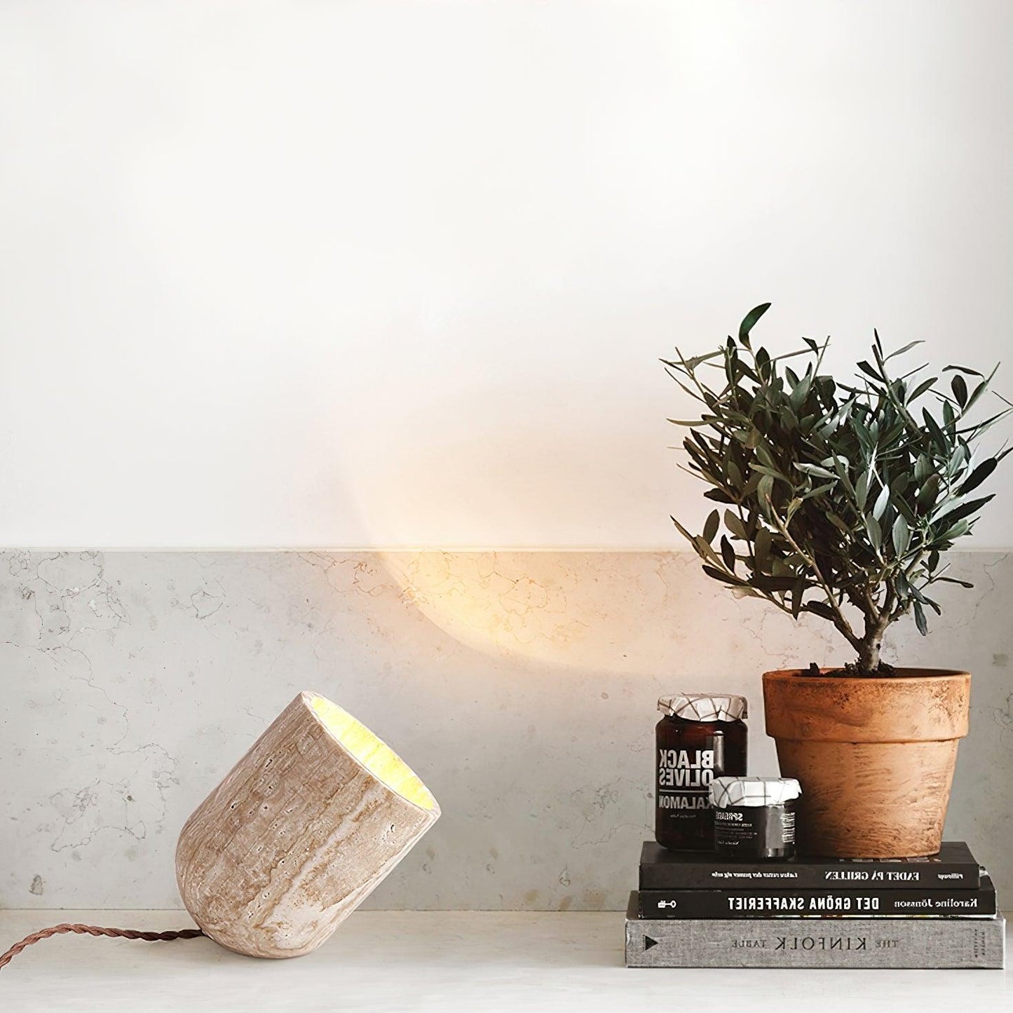 Travertine Accent Table Lamp