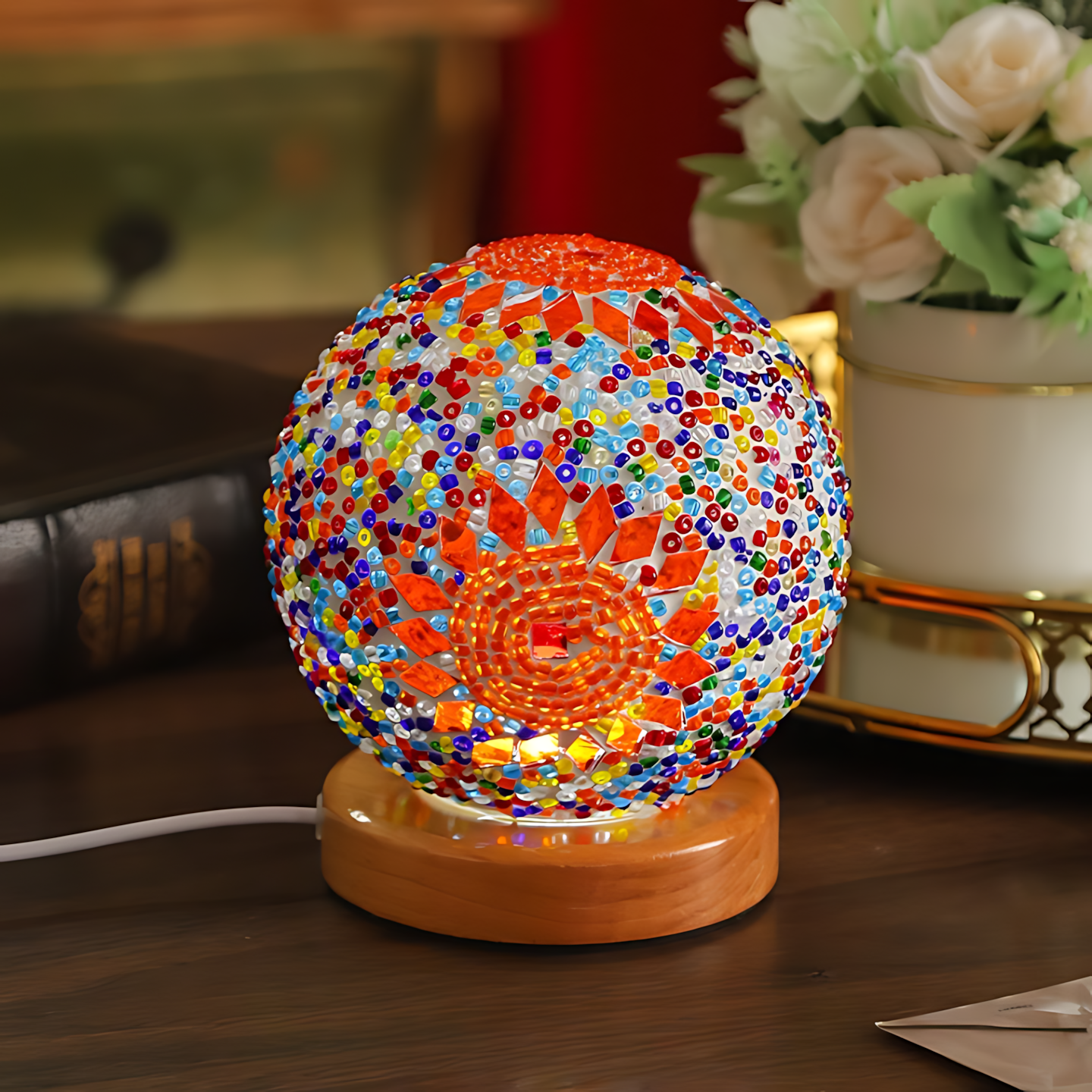 Mosaic Glass Boho Table Lamp