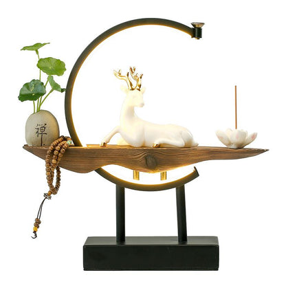 White Deer Incense Burner Table Lamp