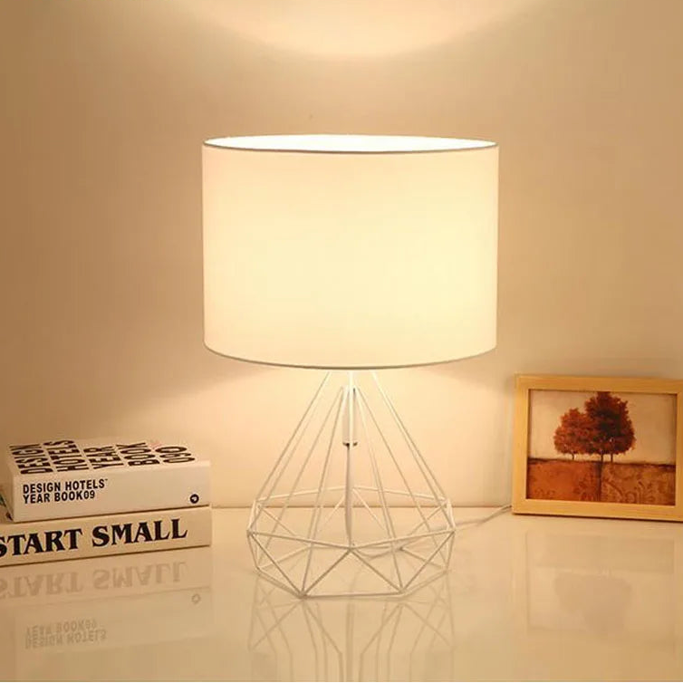 White Nordic Retro Geometric Desk Lamp