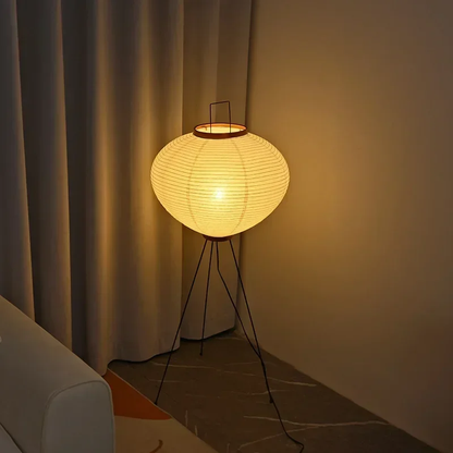 White Japanese Paper Floor Lamp