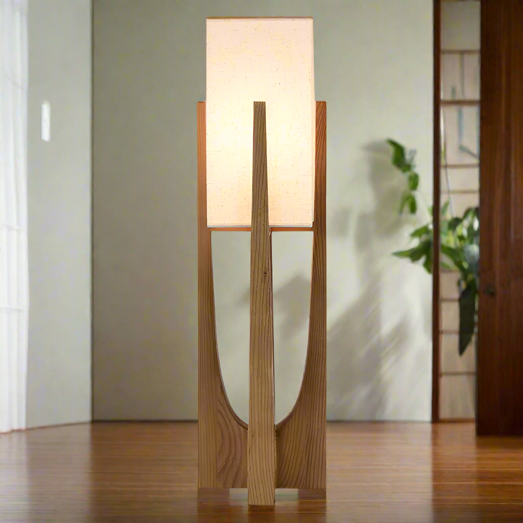 Japanese Style Walnut Floor Lamp