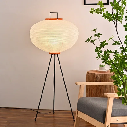 White Japanese Paper Floor Lamp