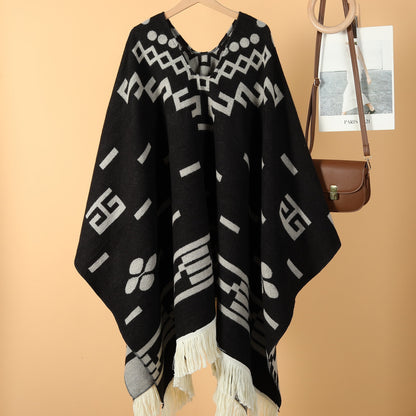 Western Denim Open Front Poncho